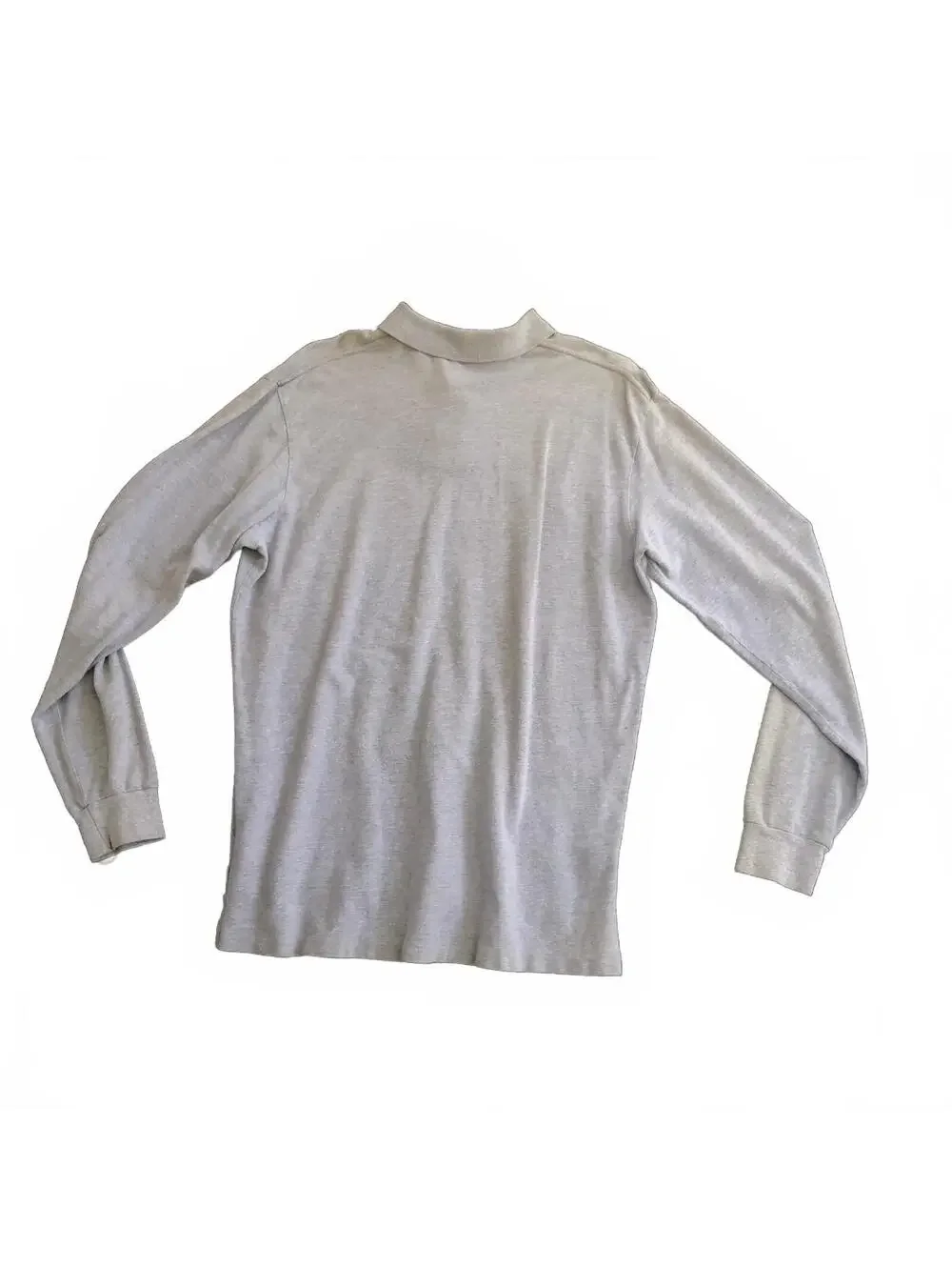 Polo Ralph Lauren 100% Cotton Long Sleeve Gray Knit Polo Shirt XL Preppy